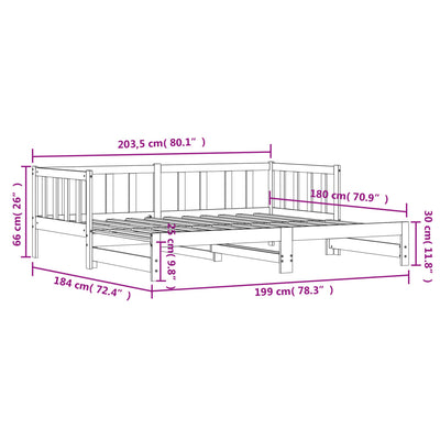 Vuodesohva rullilla musta 90x200 cm täysi mänty