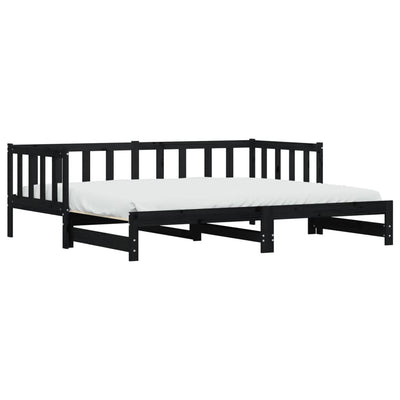 Vuodesohva rullilla musta 90x200 cm täysi mänty