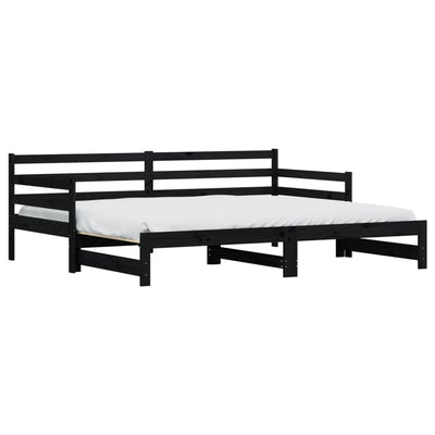 Vuodesohva rullilla musta 90x200 cm täysi mänty