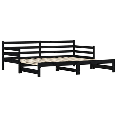 Vuodesohva rullilla musta 90x200 cm täysi mänty