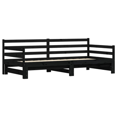 Vuodesohva rullilla musta 90x200 cm täysi mänty