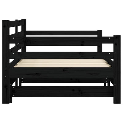 Vuodesohva rullilla musta 90x200 cm täysi mänty