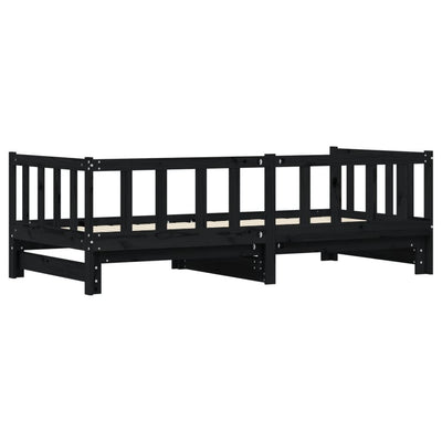 Vuodesohva rullilla musta 90x200 cm täysi mänty