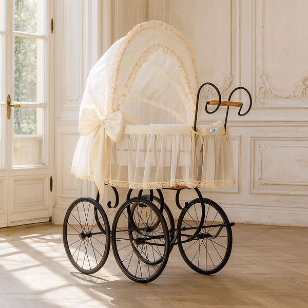 My Sweet Baby Luxury - Elisa retro pajukehto kuomulla - luonnollinen + kermanvärinen vuodevaatesetti
