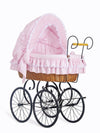 My Sweet Baby Luxury - Victoria Retro -rottinkinen vauvan kehto kuomulla luonnollinen + pinkki vuodevaatteet