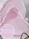My Sweet Baby Luxury - Victoria Retro -rottinkinen vauvan kehto kuomulla luonnollinen + pinkki vuodevaatteet