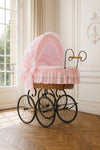 My Sweet Baby Luxury - Victoria Retro -rottinkinen vauvan kehto kuomulla luonnollinen + pinkki vuodevaatteet