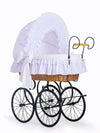 My Sweet Baby Luxury - Charlotte retro rottinkinen Moses-kori kuomulla - luonnollinen + valkoinen vuodevaatteet