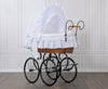 My Sweet Baby Luxury - Charlotte retro rottinkinen Moses-kori kuomulla - luonnollinen + valkoinen vuodevaatteet