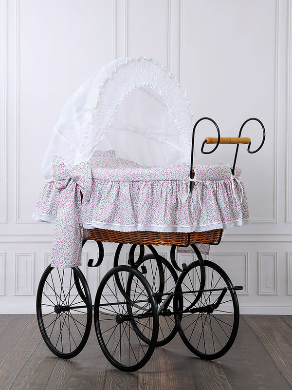My Sweet Baby Luxury - Jasmine Retro korikehto hupulla luonnonvärinen + vaaleanpunaiset vuodevaatteet
