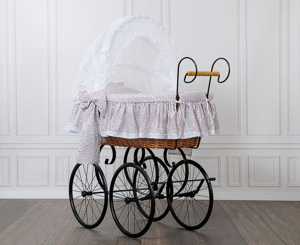 My Sweet Baby Luxury - Jasmine Retro korikehto hupulla luonnonvärinen + vaaleanpunaiset vuodevaatteet