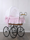 My Sweet Baby Luxury - Moses-kori Retro Christine luonnonvärinen + vaaleanpunaiset vuodevaatteet