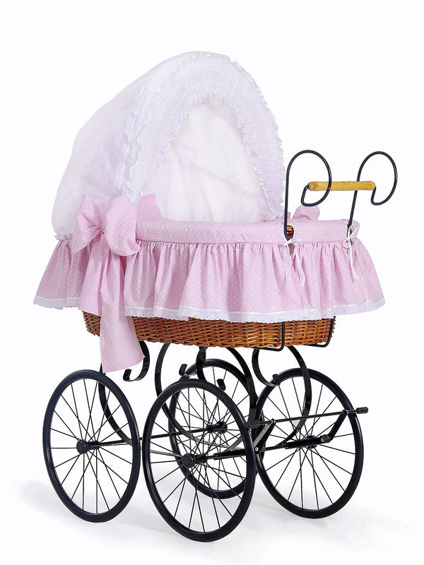 My Sweet Baby Luxury - Moses-kori Retro Christine luonnonvärinen + vaaleanpunaiset vuodevaatteet