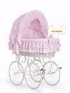 My Sweet Baby Luxury - Victoria retro pajukehto kuomulla, valkoinen + vaaleanpunainen vuodevaatteet