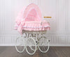 My Sweet Baby Luxury - Victoria retro pajukehto kuomulla, valkoinen + vaaleanpunainen vuodevaatteet