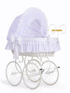 My Sweet Baby Luxury - Charlote retro rottinkinen Moses-kori kuomulla, valkoinen + valkoiset vuodevaatteet