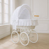 My Sweet Baby Luxury - Charlote retro rottinkinen Moses-kori kuomulla, valkoinen + valkoiset vuodevaatteet