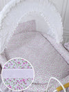My Sweet Baby Luxury - Moses Basket Retro punottu vauvankori Jasmine valkoinen + vaaleanpunaiset vuodevaatteet