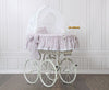 My Sweet Baby Luxury - Moses Basket Retro punottu vauvankori Jasmine valkoinen + vaaleanpunaiset vuodevaatteet