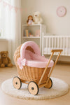 My Sweet Baby - Stella nuken vaunut vaaleanpunaisilla vuodevaatteilla ja pehmeällä pehmusteella - luonnollinen