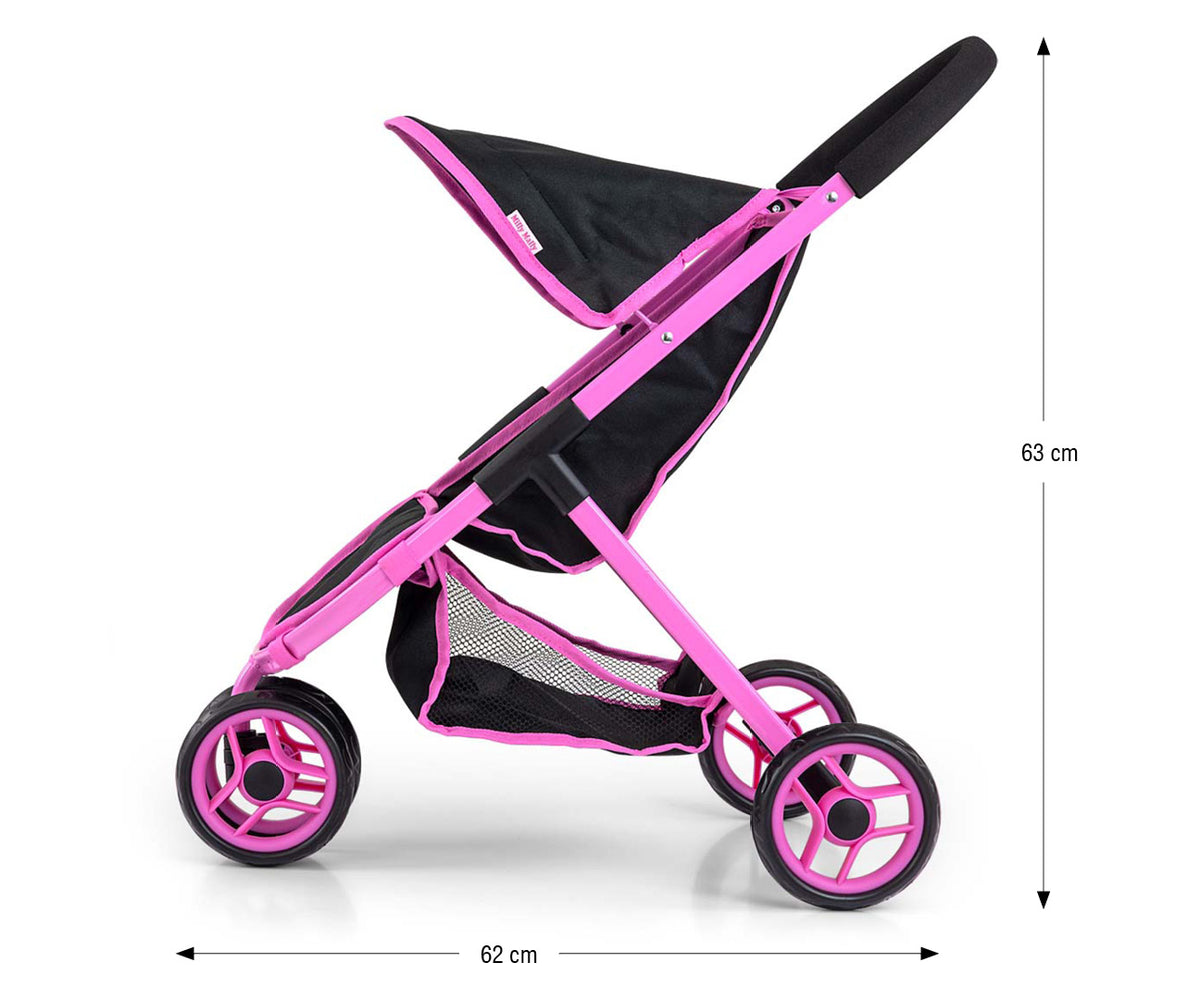 Musta vauvanukkevaunu nimeltään Susie Prestige.