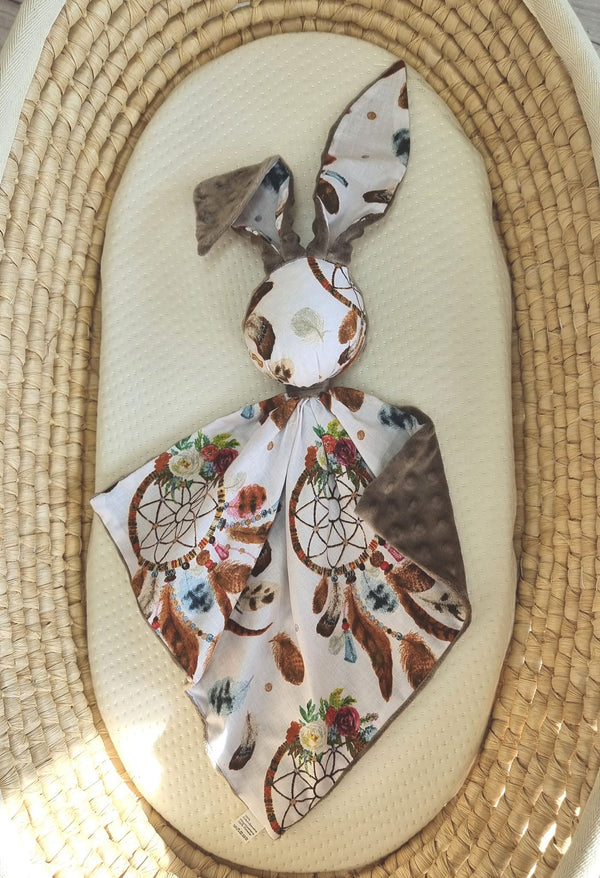 Bobono - Doudou pehmopupu kaksipuolinen puuvilla ja minky - Dream Catchers - ruskea