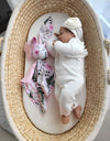 My Sweet Baby - Doudou pehmeä pupupeitto puuvillaa - vaaleanpunainen pionit - vaaleanpunainen