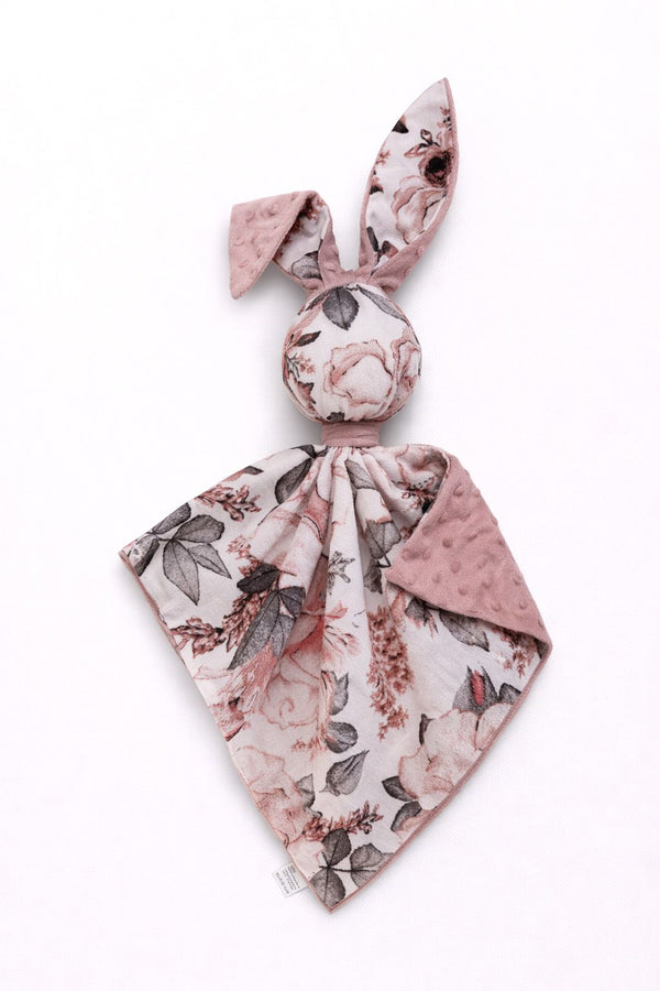 Bobono - Doudou pehmopupu kaksipuolinen puuvilla ja minky - Sepia roses - dusty pink