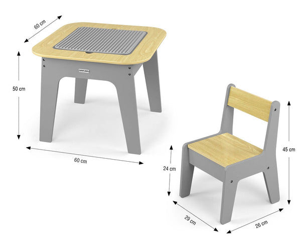 Tummaharmaa Lasten Pöytä ja Kaksi Tuolia Setti