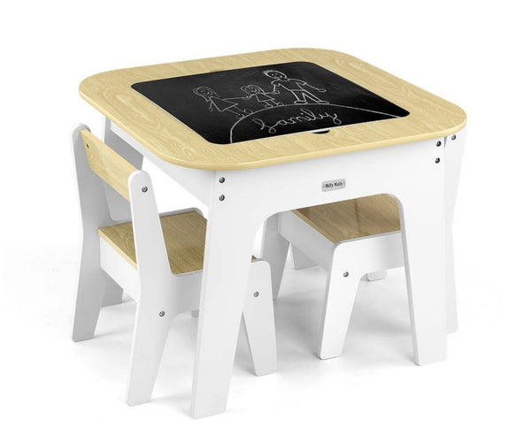 Lasten Valkoinen Pöytä ja Tuolipari Setti - MDF