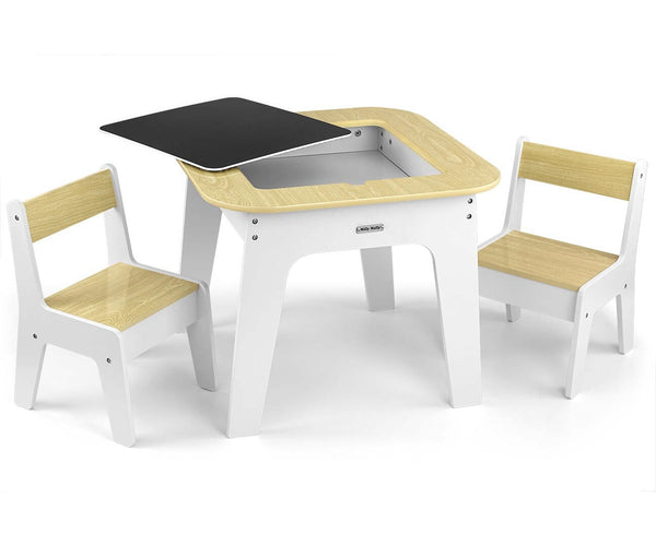 Lasten Valkoinen Pöytä ja Tuolipari Setti - MDF