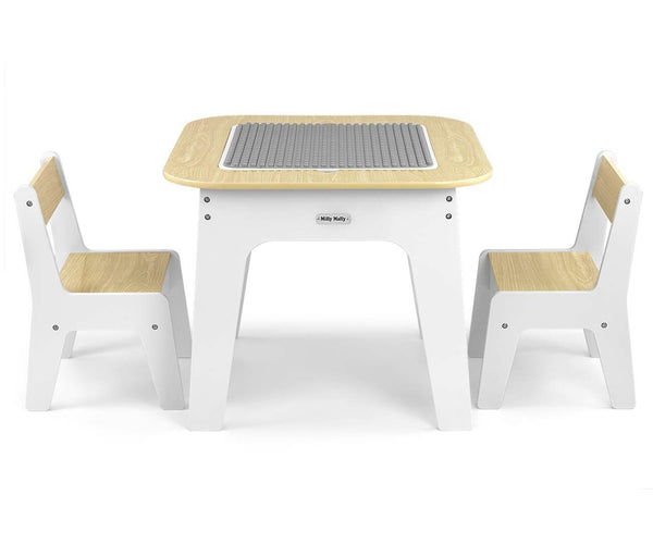 Lasten Valkoinen Pöytä ja Tuolipari Setti - MDF
