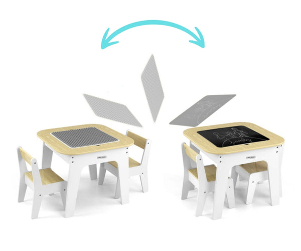 Lasten Valkoinen Pöytä ja Tuolipari Setti - MDF