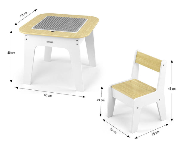 Lasten Valkoinen Pöytä ja Tuolipari Setti - MDF
