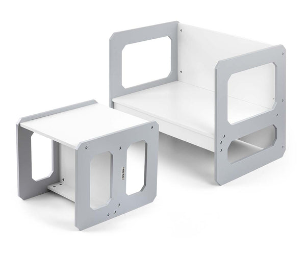 Monitoiminen harmaa 3-osainen lastenhuoneen huonekalusarja