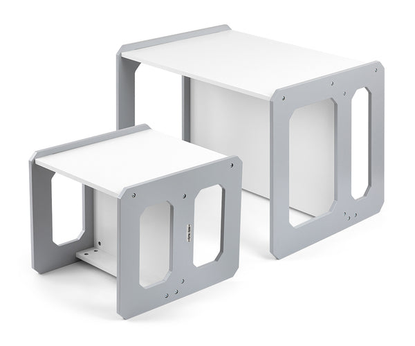 Monitoiminen harmaa 3-osainen lastenhuoneen huonekalusarja