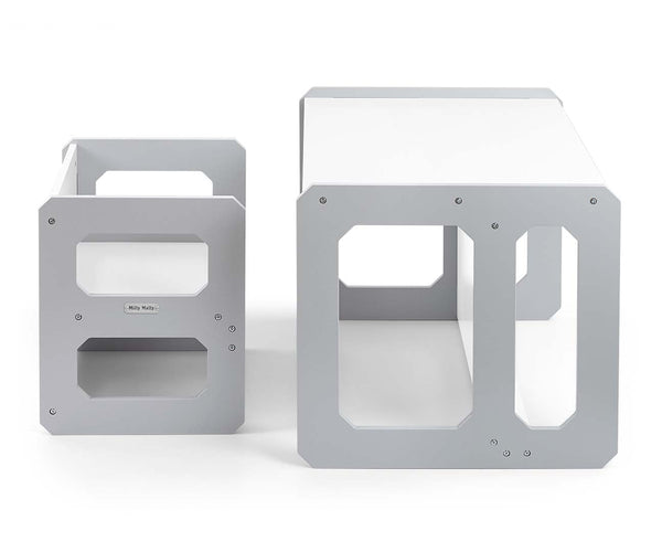 Monitoiminen harmaa 3-osainen lastenhuoneen huonekalusarja