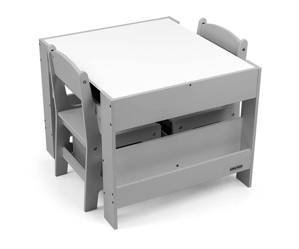 Lasten Harmaa Pöytä ja Kaksi Tuolia Setti MDF-materiaalista