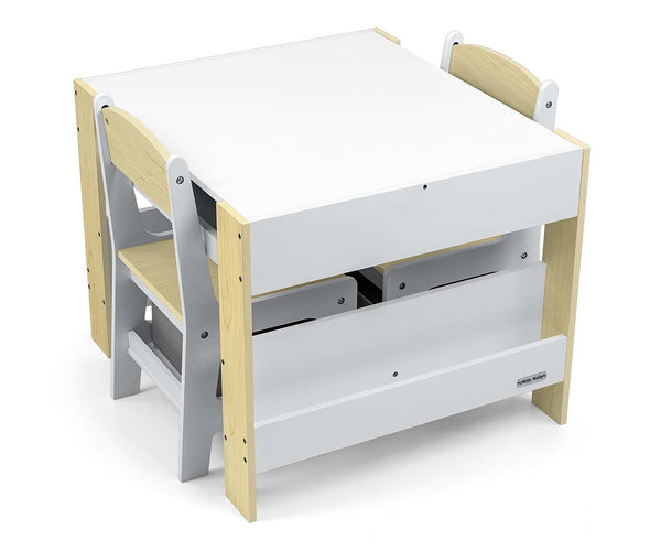 Luonnollinen Lasten Pöytä ja Kaksi Tuolia, Puu