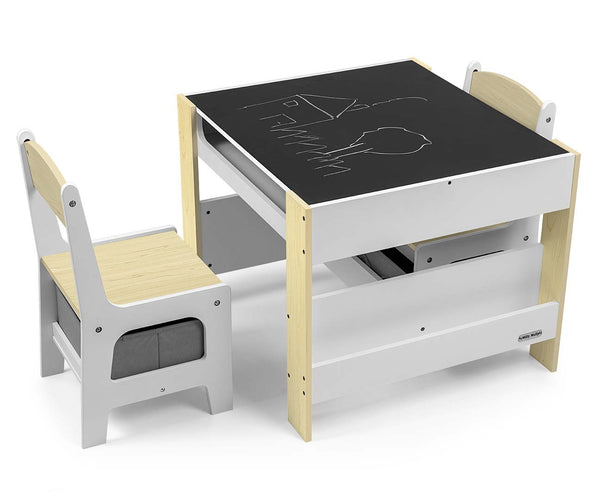 Luonnollinen Lasten Pöytä ja Kaksi Tuolia, Puu