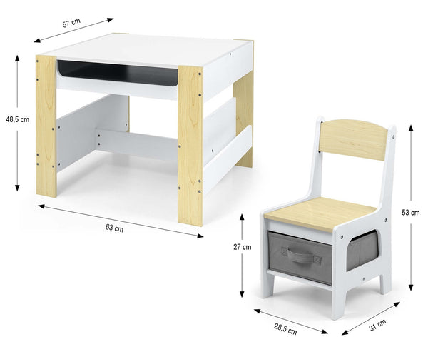 Luonnollinen Lasten Pöytä ja Kaksi Tuolia, Puu