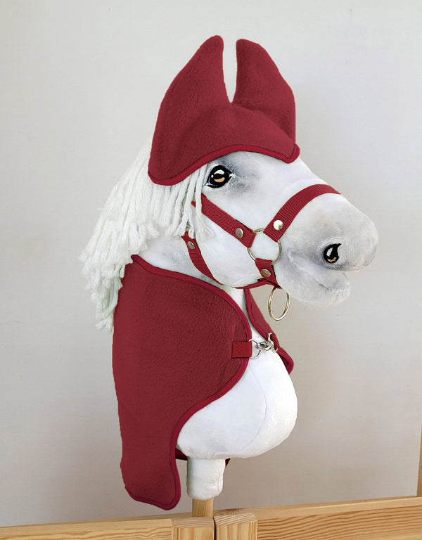 Super Hobby Horse - Hobby Horse A4 ja A5 -setti: fleecehuopa + korvahuppu - viininpunainen