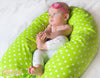 Multifunctional pregnancy pillow Longer - White polka dots on green