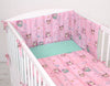 Baby cotton bedding set 2-pcs 120x90 cm- owls pink-mint