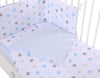 Baby cotton bedding set 2-pcs 120x90 cm- gray -blue stars